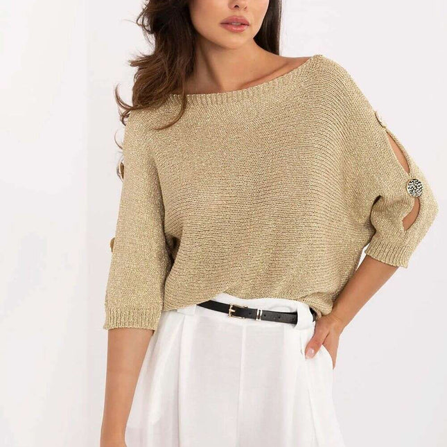 Jumper Model 213318 Openwork Viscose Knit With Metal Thread