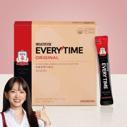 Jung Kwan Jang Korean Red Ginseng EveryTime Sticks 10mg 30 Packs Caffeine Free - Très Elite