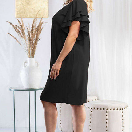 Karko Elegant Plus Size Dress in Stretchy Polyester Blend - Très Elite