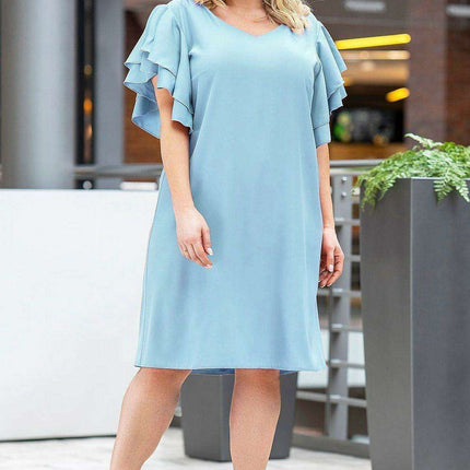 Karko Elegant Plus Size Dress in Stretchy Polyester Blend