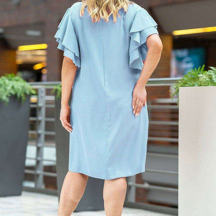 Karko Elegant Plus Size Dress in Stretchy Polyester Blend - Très Elite