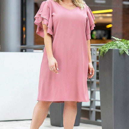 Karko Elegant Plus Size Dress in Stretchy Polyester Blend - Très Elite