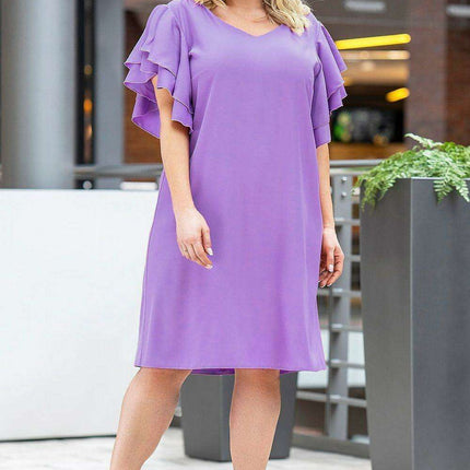 Karko Elegant Plus Size Dress in Stretchy Polyester Blend - Très Elite