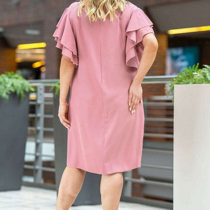 Karko Elegant Plus Size Dress in Stretchy Polyester Blend - Très Elite