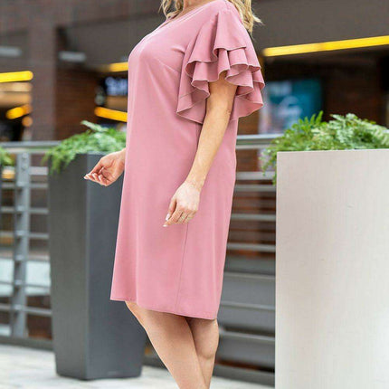 Karko Elegant Plus Size Dress in Stretchy Polyester Blend - Très Elite