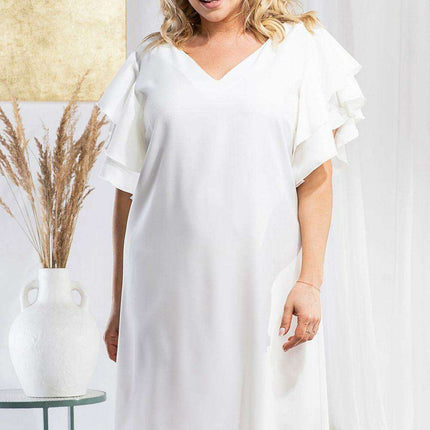 Karko Elegant Plus Size Dress in Stretchy Polyester Blend