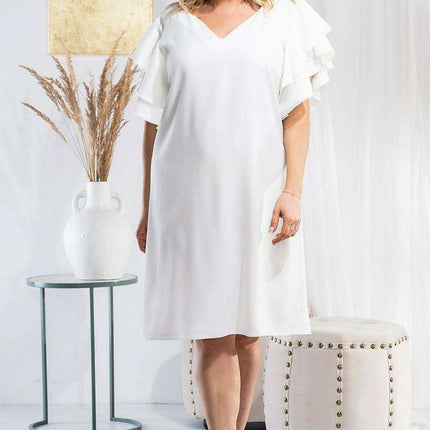 Karko Elegant Plus Size Dress in Stretchy Polyester Blend - Très Elite