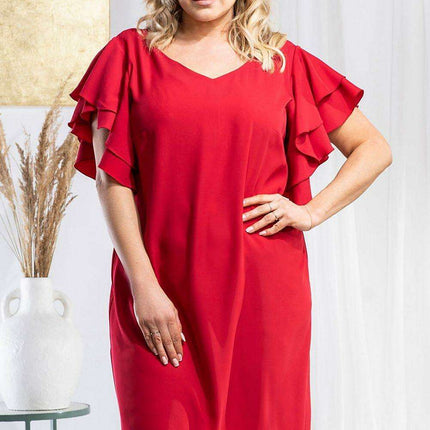 Karko Elegant Plus Size Dress in Stretchy Polyester Blend