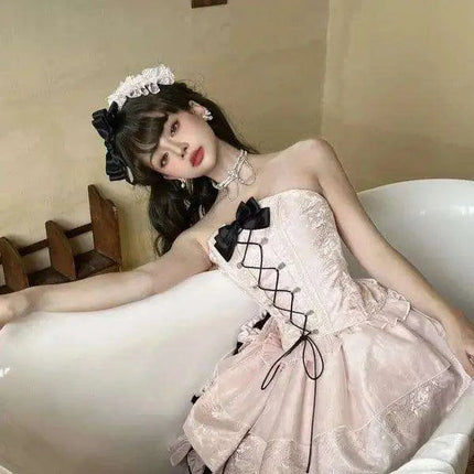 Kawaii Chic Black & Pink Bow Dress for Fashion-Forward Girls - Très Elite