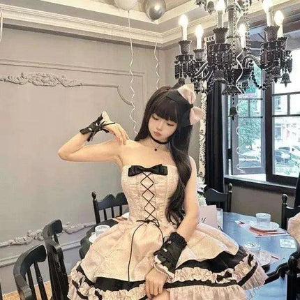Kawaii Chic Black & Pink Bow Dress for Fashion-Forward Girls - Très Elite