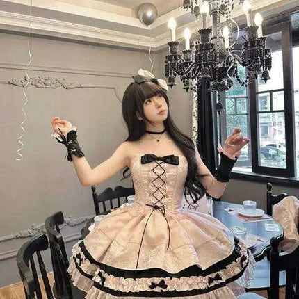 Kawaii Chic Black & Pink Bow Dress for Fashion-Forward Girls - Très Elite