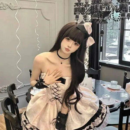Kawaii Chic Black & Pink Bow Dress for Fashion-Forward Girls - Très Elite