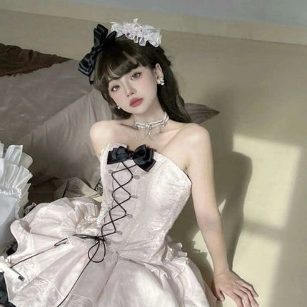 Kawaii Chic Black & Pink Bow Dress for Fashion-Forward Girls - Très Elite