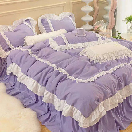 Kawaii Ruffle Lace Korean Princess Duvet Set - Très Elite