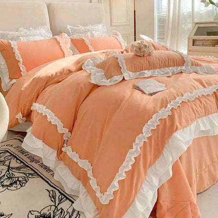 Kawaii Ruffle Lace Korean Princess Duvet Set- Très Elite- Très Elite