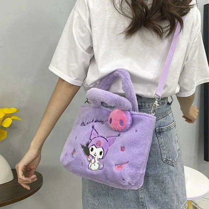 Kawaii Sanrio Plush Character Bags - Iconic Cinnamoroll, My Melody, Kuromi, Hello Kitty - Stylish Shoulder & Crossbody Set - Très Elite