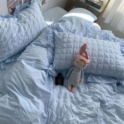 Kawaii Seersucker Ruffled Lace Bedding Collection - Très Elite
