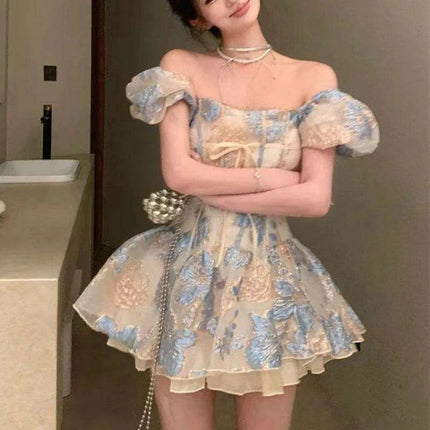 Kawaii Y2K Boho Chic Beach Mini Dress - Trendsetting Short Sleeve One-Piece for Fashion Lovers