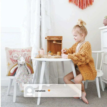 Kids' Artistic Play Wooden Table and Chair Set - Safe Certified Modern Grey Design..