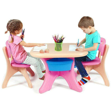 Kids' Creative Plastic Furniture Set with Storage Bins | Eco-Friendly Design | Fun and Durable Table and Chairs for Young Children - Très Elite
