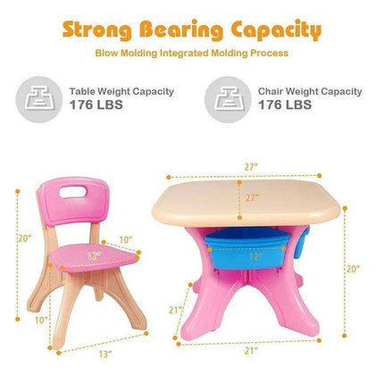 Kids' Creative Plastic Furniture Set with Storage Bins | Eco-Friendly Design | Fun and Durable Table and Chairs for Young Children - Très Elite