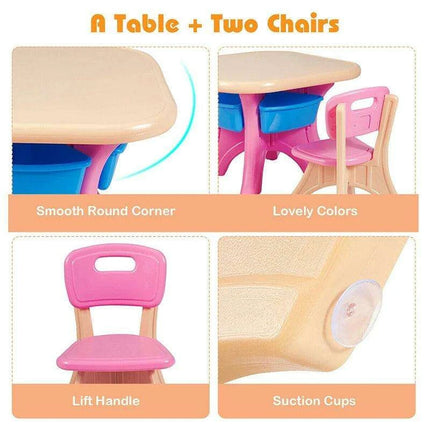 Kids' Creative Plastic Furniture Set with Storage Bins | Eco-Friendly Design | Fun and Durable Table and Chairs for Young Children - Très Elite