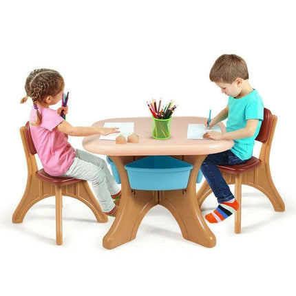 Kids' Creative Plastic Furniture Set with Storage Bins | Eco-Friendly Design | Fun and Durable Table and Chairs for Young Children - Très Elite
