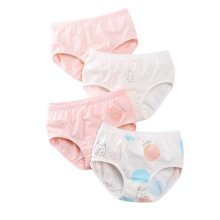 Kids' Summer Antibacterial Cotton Briefs 4-Pack - Fun Cartoon Underwear for Girls Ages 3-8, Soft and Breathable - Très Elite