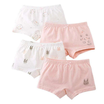 Kids' Summer Antibacterial Cotton Briefs 4-Pack - Fun Cartoon Underwear for Girls Ages 3-8, Soft and Breathable - Très Elite
