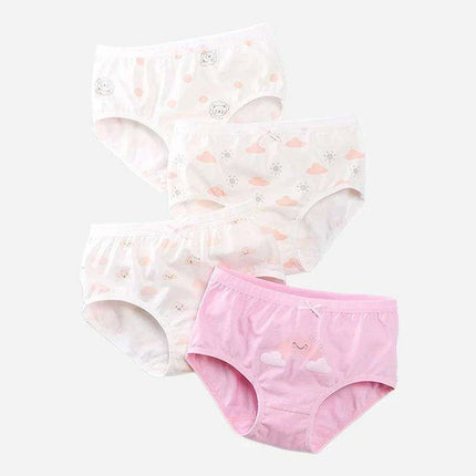 Kids' Summer Antibacterial Cotton Briefs 4-Pack - Fun Cartoon Underwear for Girls Ages 3-8, Soft and Breathable - Très Elite