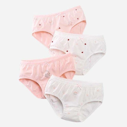 Kids' Summer Antibacterial Cotton Briefs 4-Pack - Fun Cartoon Underwear for Girls Ages 3-8, Soft and Breathable - Très Elite