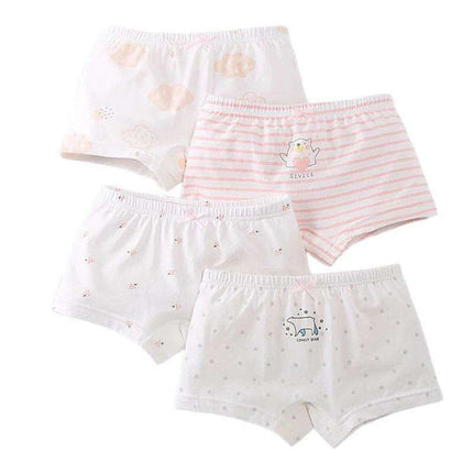 Kids' Summer Antibacterial Cotton Briefs 4-Pack - Fun Cartoon Underwear for Girls Ages 3-8, Soft and Breathable - Très Elite