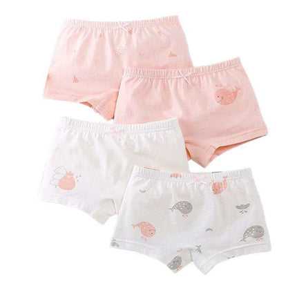 Kids' Summer Antibacterial Cotton Briefs 4-Pack - Fun Cartoon Underwear for Girls Ages 3-8, Soft and Breathable - Très Elite