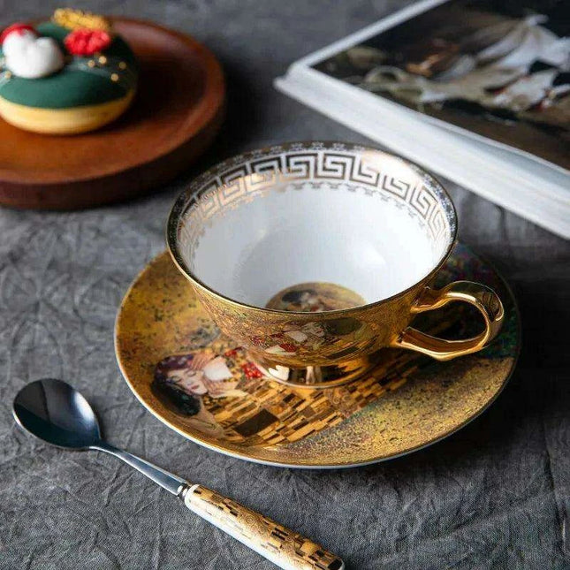 Klimt Kiss Luxury Bone China Tea and Coffee Set with Elegant Gift Presentation