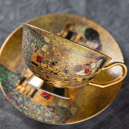 Klimt Kiss Luxury Bone China Tea and Coffee Set with Elegant Gift Presentation - Très Elite