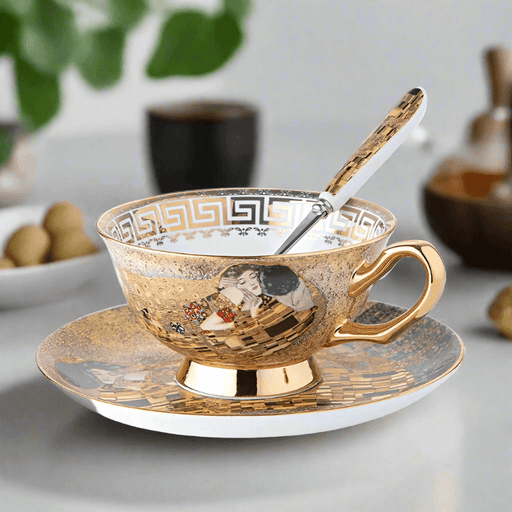 Klimt Kiss Luxury Bone China Tea and Coffee Set with Elegant Gift Presentation - Très Elite