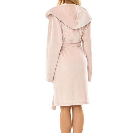Knee-Length Women's Hooded Bathrobe with Pockets & Waist Tie – Très Elite - Très Elite