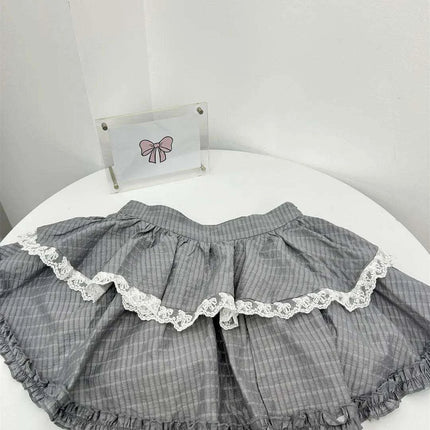 Korean 2000s Summer Preppy Gyaru Ballet-Inspired 2-Piece Set with Tie Blouse & Flirty Mini Skirt