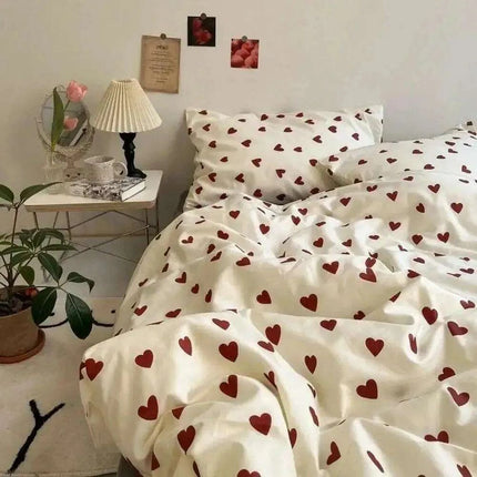 Korean Heart Bedding Set - Très Elite