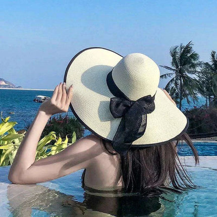 Korean-Inspired Oversized Foldable Women's Sun Hat - Ultimate 15CM Brim for Summer Getaways - Très Elite