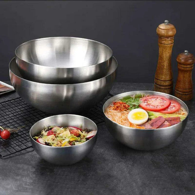 Korean Luxurious Stainless Steel Salad Bowl Set - Elegant Gold and Silver Bowls in Sizes from 15cm to 28cm