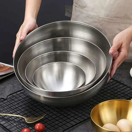 Korean Luxurious Stainless Steel Salad Bowl Set - Elegant Gold and Silver Bowls in Sizes from 15cm to 28cm - Très Elite