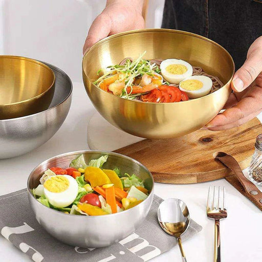 Korean Luxurious Stainless Steel Salad Bowl Set - Elegant Gold and Silver Bowls in Sizes from 15cm to 28cm - Très Elite