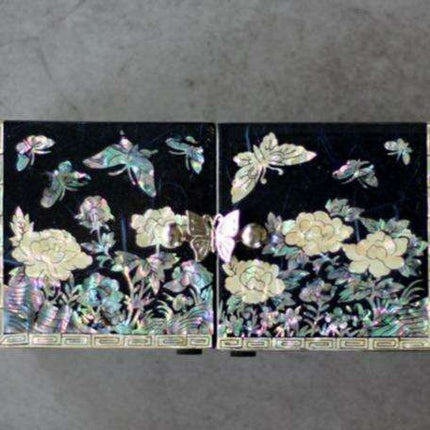 Korean Najeon Chilgi Butterfly & Peony Artisan Jewelry Box- Très Elite- Très Elite