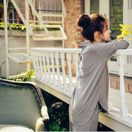 Korean Style 2PCS Long Sleeve Modal Pajama Sets for Women - Très Elite