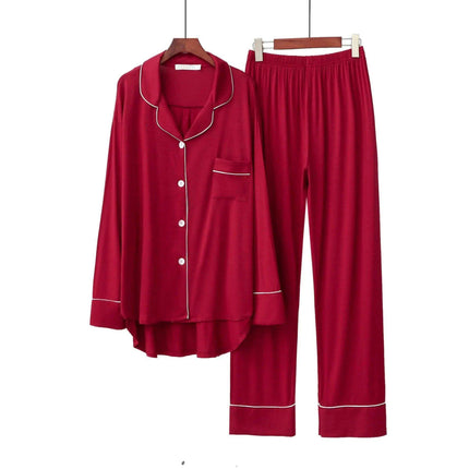Korean Style 2PCS Long Sleeve Modal Pajama Sets for Women - Très Elite