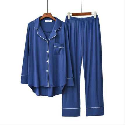 Korean Style 2PCS Long Sleeve Modal Pajama Sets for Women - Très Elite