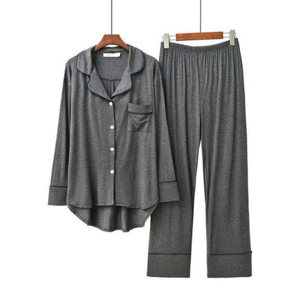 Korean Style 2PCS Long Sleeve Modal Pajama Sets for Women - Très Elite