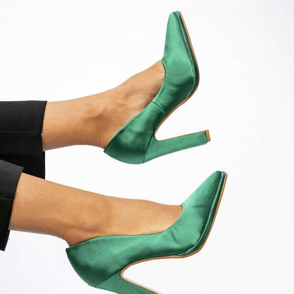 LAVANA GREEN Satin Pointed Toe Pumps – Women's Elegant High Heels - Très Elite