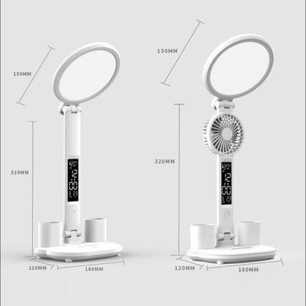 LED Clock Table Lamp USB Chargeable Dimmable Desk Lamp Plug-in LED Fan Light Foldable Eye Protection Reading Night Light - Très Elite